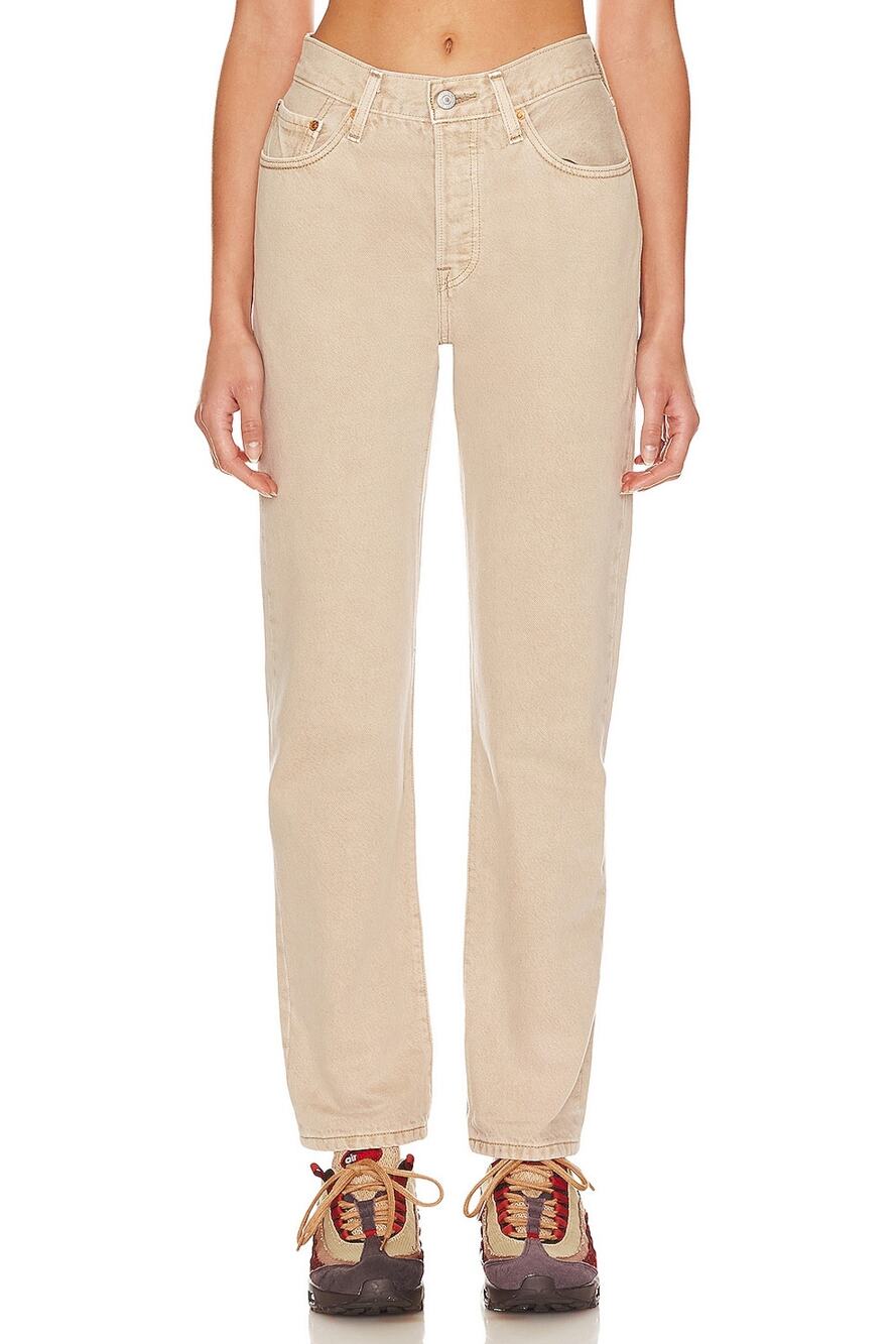 Levi's High Rise Straight Jeans in Beige
